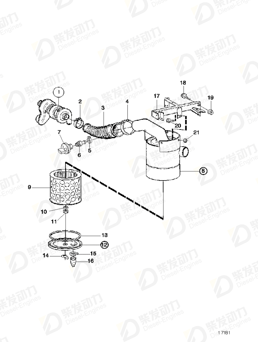 volvo penta Hose clamp 1544735 Drawing volvo penta Hose clamp 1544735 Drawing